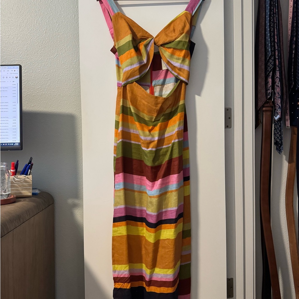 Cala De La Cruz Flora Lizzie Twisted Striped Midi-Dress - Picture 3 of 5